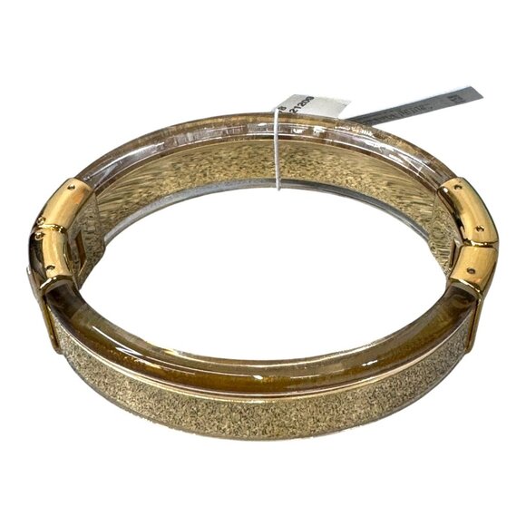 Michael Kors Gold-Tone & Clear Lucite Hinge Bracelet NEW with DEFECTS See Pics - Picture 3 of 9